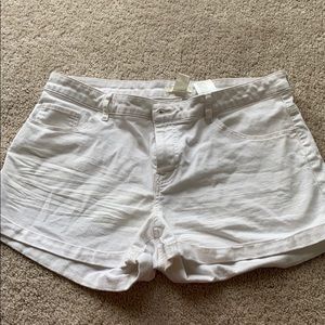 High waisted white jean shorts